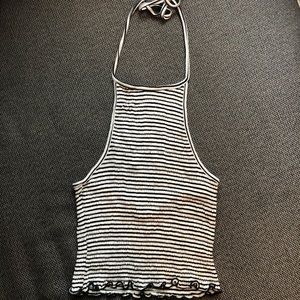 Black and white smocked crop top